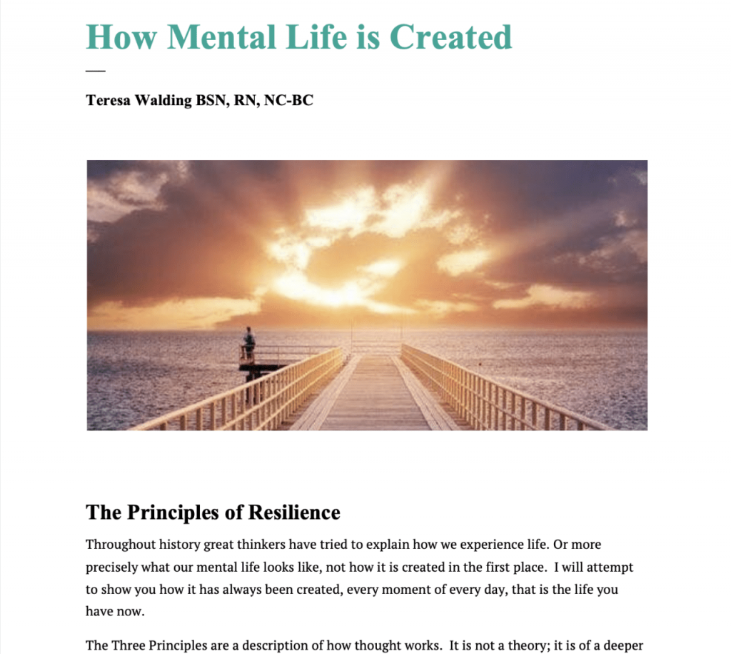 Mental Life is Created by Teresa Walding